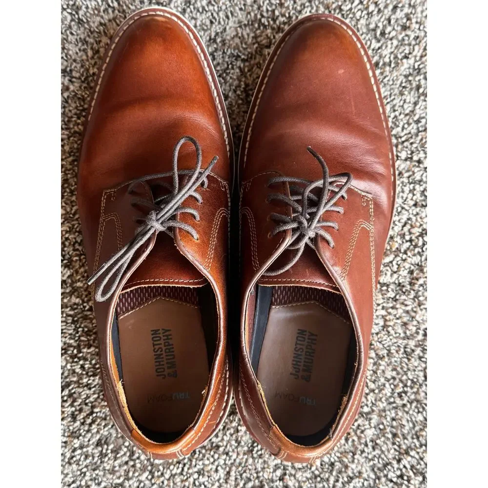 Johnston & Murphy TruFoam Brown Leather Oxford Shoes Men’s Size 9.5 Lace-Up